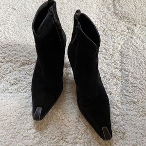 DONALD J PLINER Lindt Black Suede Bootie Ankle Heel